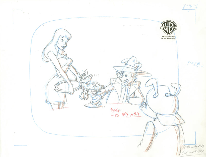 Animaniacs Original Production Drawing: Yakko, Wakko, 'Mickey'