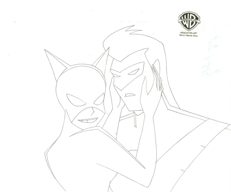 The New Batman Adventures Original Production Cel with Matching Drawing: Catwoman, Nightwing