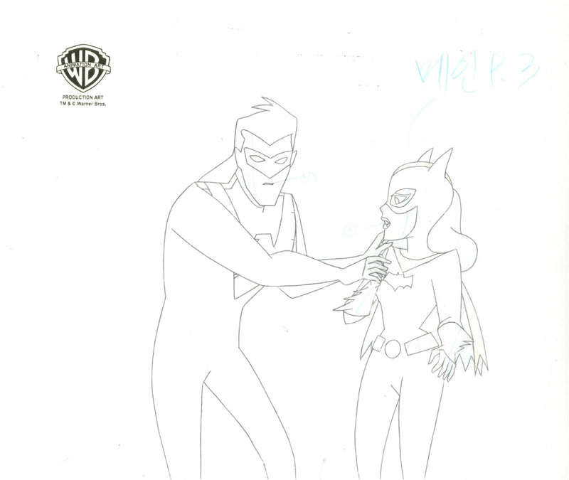 The New Batman Adventures Original Production Cel with Matching Drawing: Nightwing, Batgirl