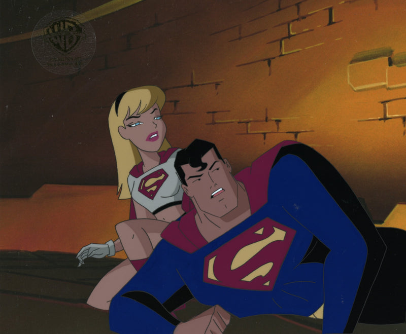 Superman the Animated Series Original Production Cel With Matching Drawing: Supergirl, Superman