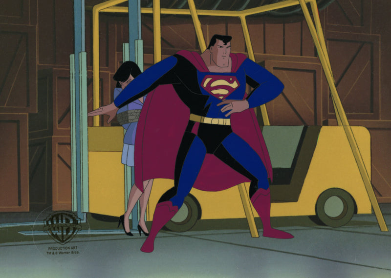 Superman The Animated Series Original Production Cel with Matching Drawing: Superman, Lois Lane