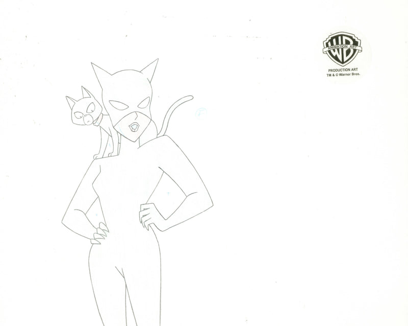 The New Batman Adventures Original Production Cel with Matching Drawing: Catwoman, Nightwing