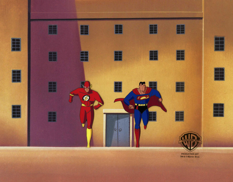 Superman The Animated Series Original Production Cel with Matching Drawing: Flash, Superman