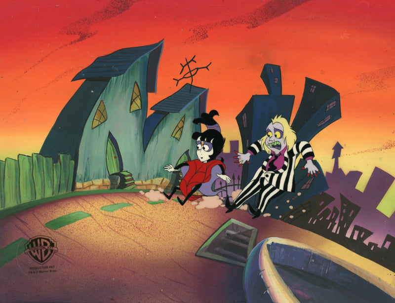 Beetlejuice The Animated Series Original Production Cel on Original Background: Lydia, Beetlejuice