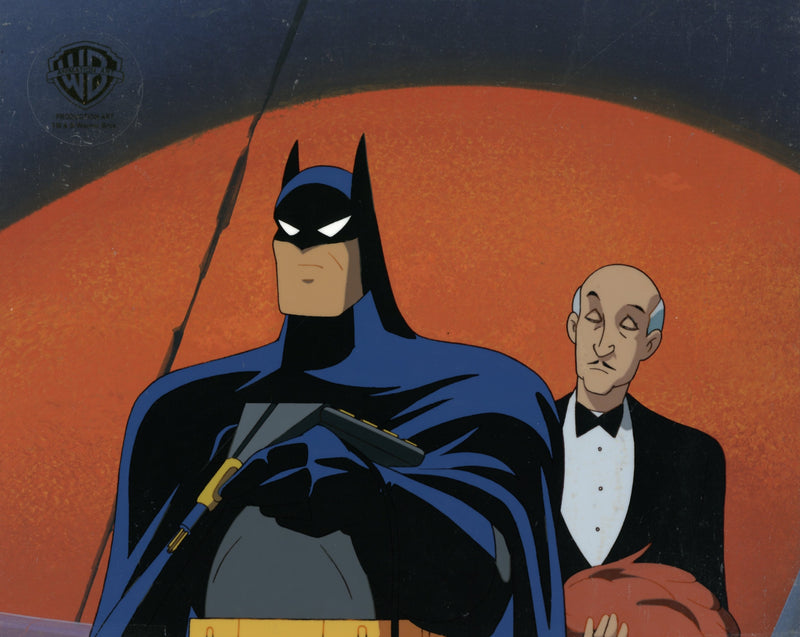 Batman The Animated Series Original Production Cel on Original Background: Batman, Alfred