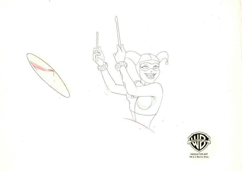 Batman The Animated Series Original Production Cel with Matching Drawing: Harley Quinn