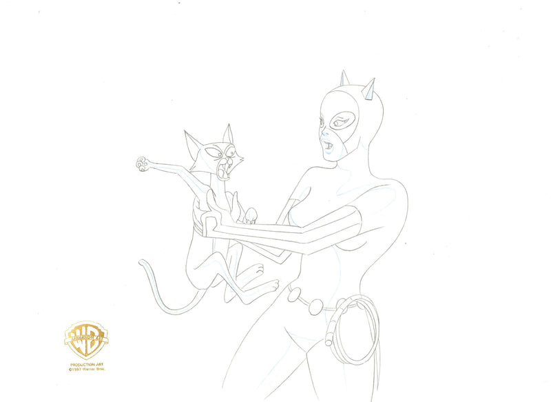 Batman The Animated Series Original Production Drawing: Catwoman and Isis