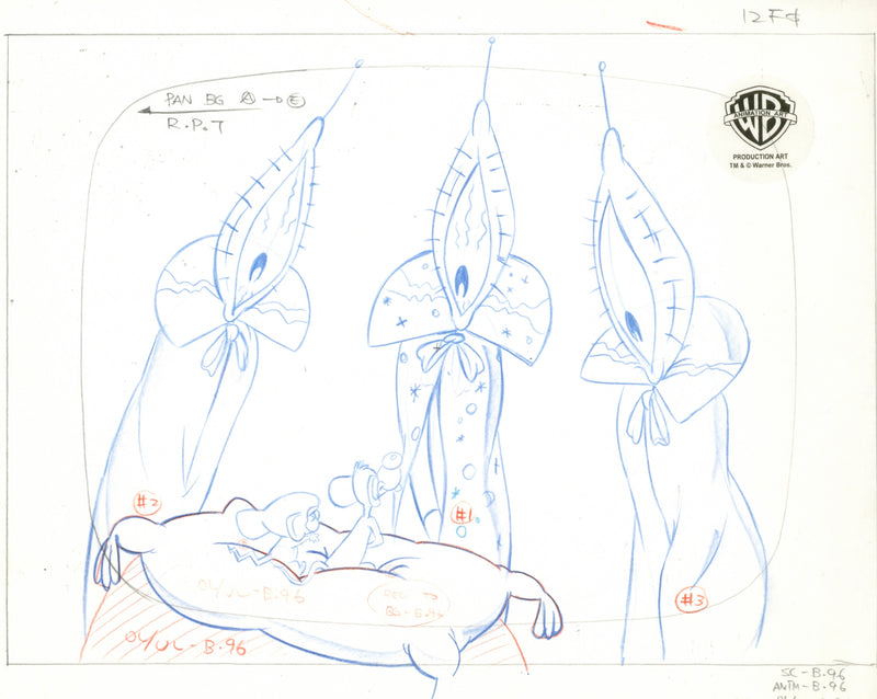 Pinky And The Brain Original Production Cel with Matching Drawing: Pinky, Brain