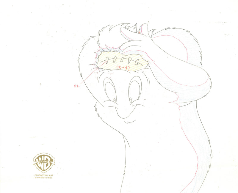 Tiny Toons Original Production Cel on Original Background with Matching Drawing: Elmyra, Gossamer, Dizzy