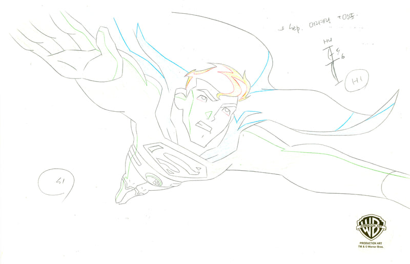 Legion of Super Heroes Original Production Drawing: Superman