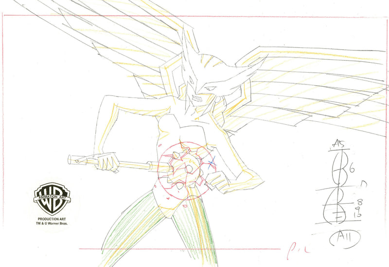 Justice League Original Production Drawing: Hawkgirl