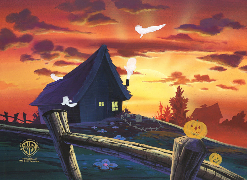 Tiny Toons Original Production Cel on Original Background: Halloween House