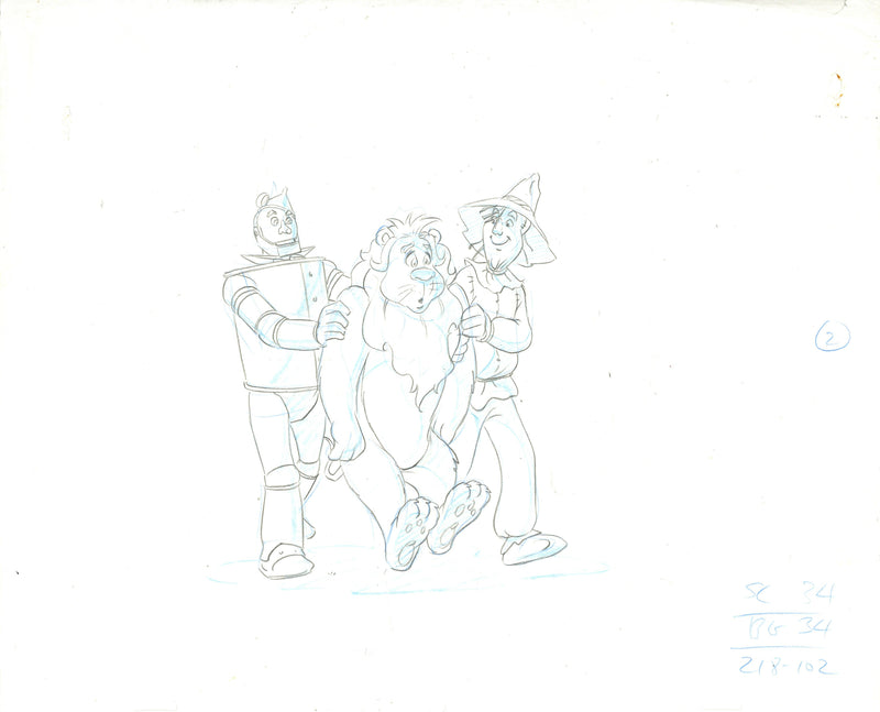 The Wizard of Oz Original Production Drawing: Tin Man, Cowardly Lion, Scarecrow