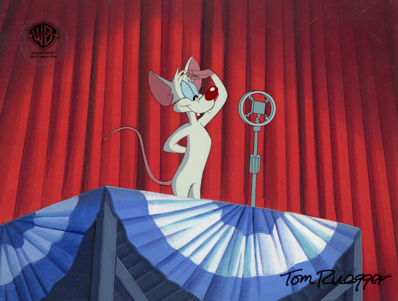 Pinky And The Brain Original Production Cel on Original Background Signed By Tom Ruegger: Pinky