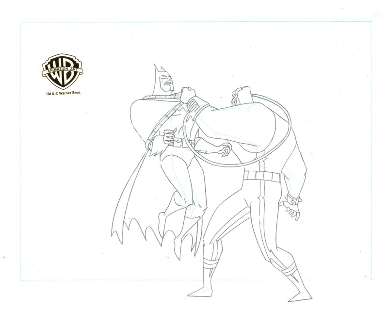 Superman The Animated Series Original Production Cel With Matching Drawing: Superbat, Bane