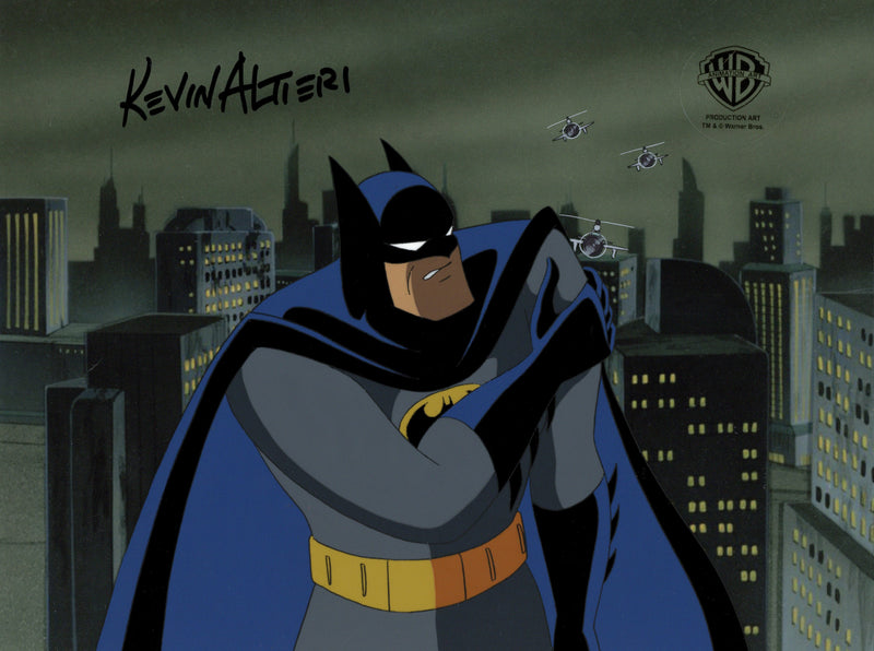 Batman: Mask of the Phantasm Original Production Cel with Matching Drawing Double Signed by Kevin Altieri: Batman