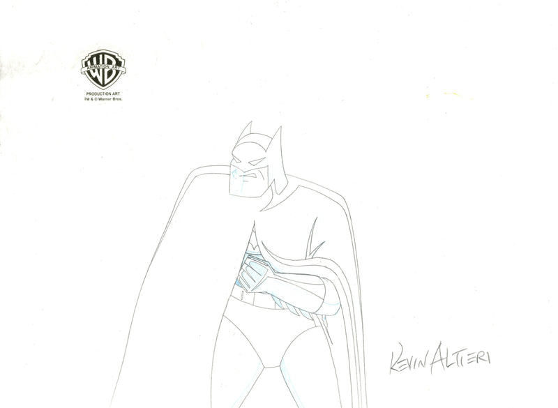 Batman: Mask of the Phantasm Original Production Cel with Matching Drawing Double Signed by Kevin Altieri: Batman