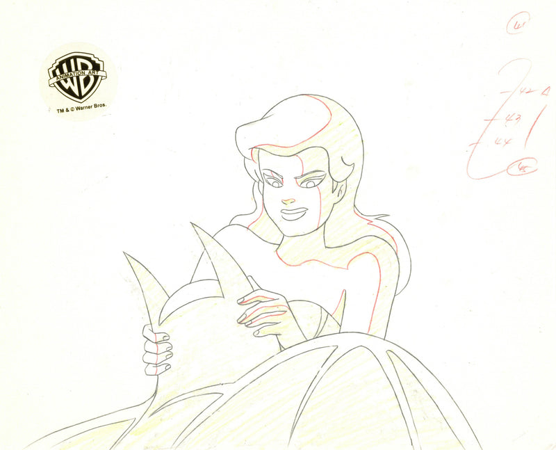 Batman The Animated Series Original Production Cel with Matching Drawing: Poison Ivy, Batman