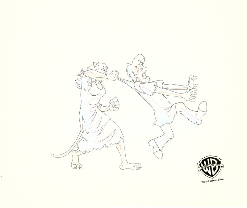 Scooby-Doo on Zombie Island Original Production Cel with Matching Drawing: Scooby, Shaggy, Werecats