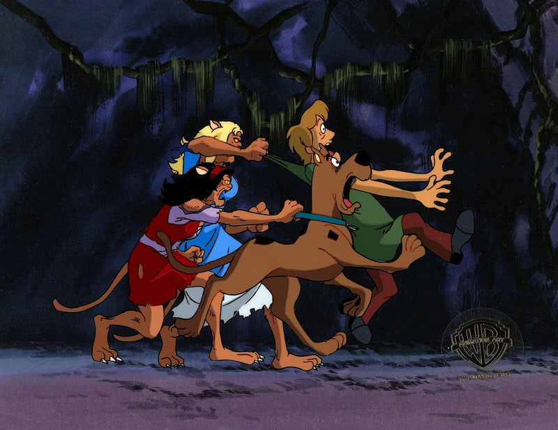 Scooby-Doo on Zombie Island Original Production Cel with Matching Drawing: Scooby, Shaggy, Werecats