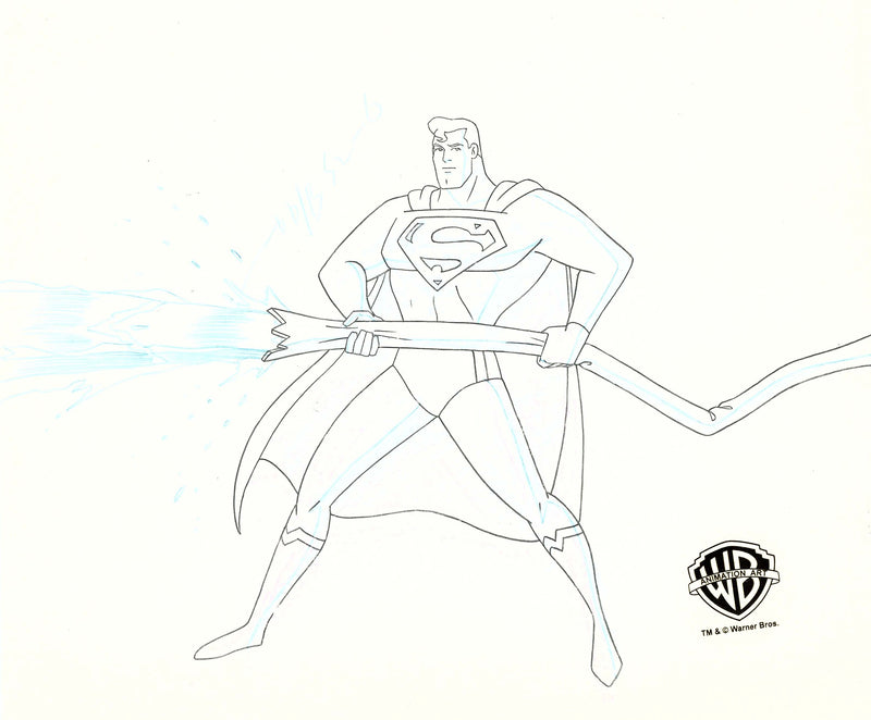 Superman The Animated Series Original Production Cel with Matching Drawing: Superman