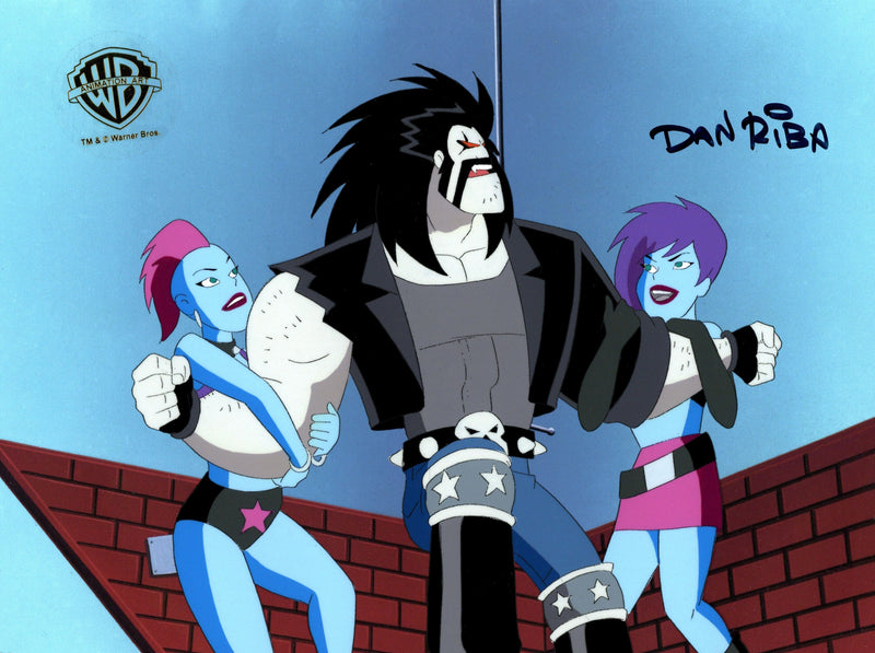 Superman The Animated Series Original Production Cel Signed by Dan Riba: Lobo, Alien Girls