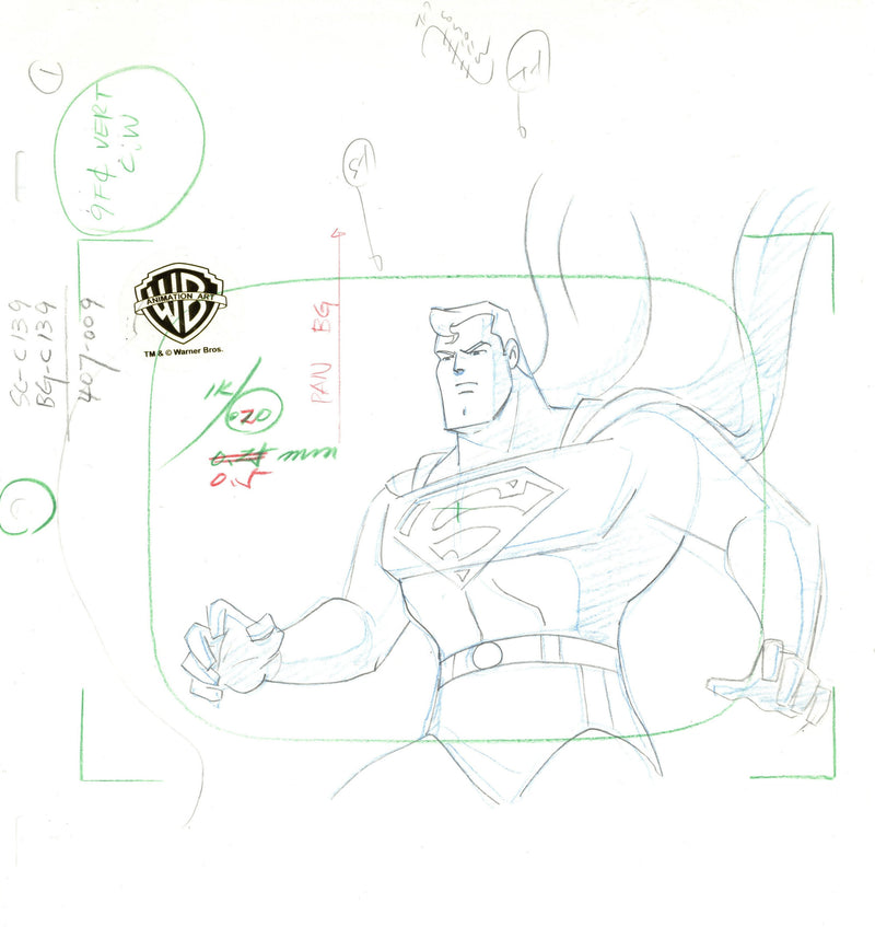 Superman The Animated Series Original Production Drawing: Superman