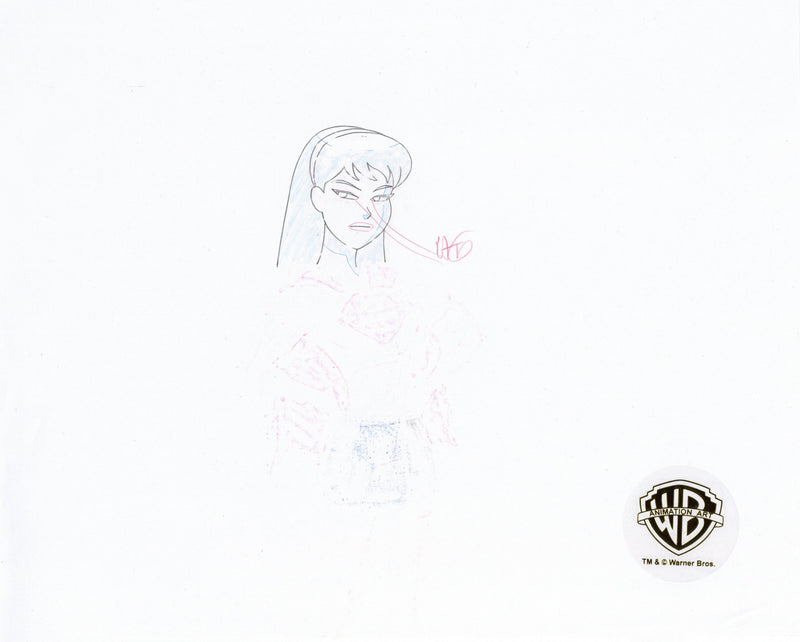 Superman The Animated Series Original Production Cel with Matching Drawing: Supergirl
