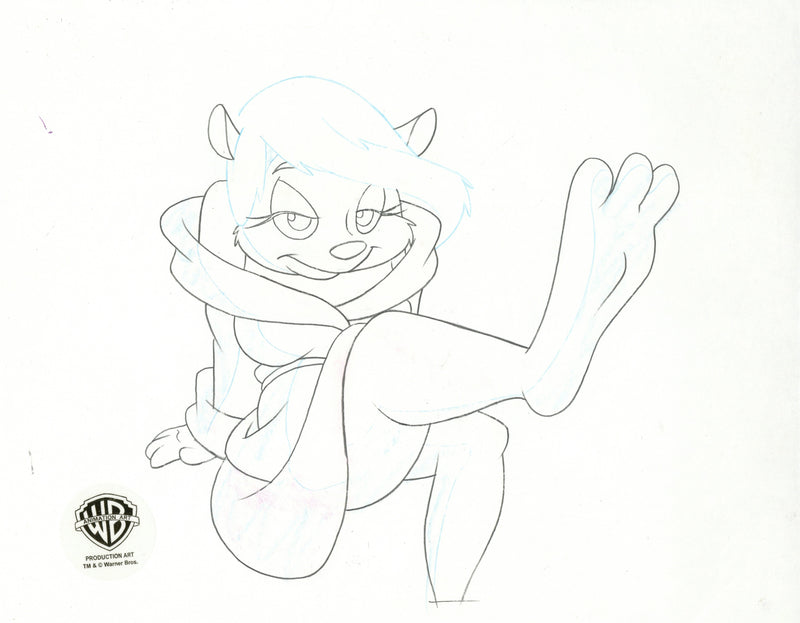 Animaniacs Original Production Cel with Matching Drawing Signed by Tom Ruegger: Minerva Mink
