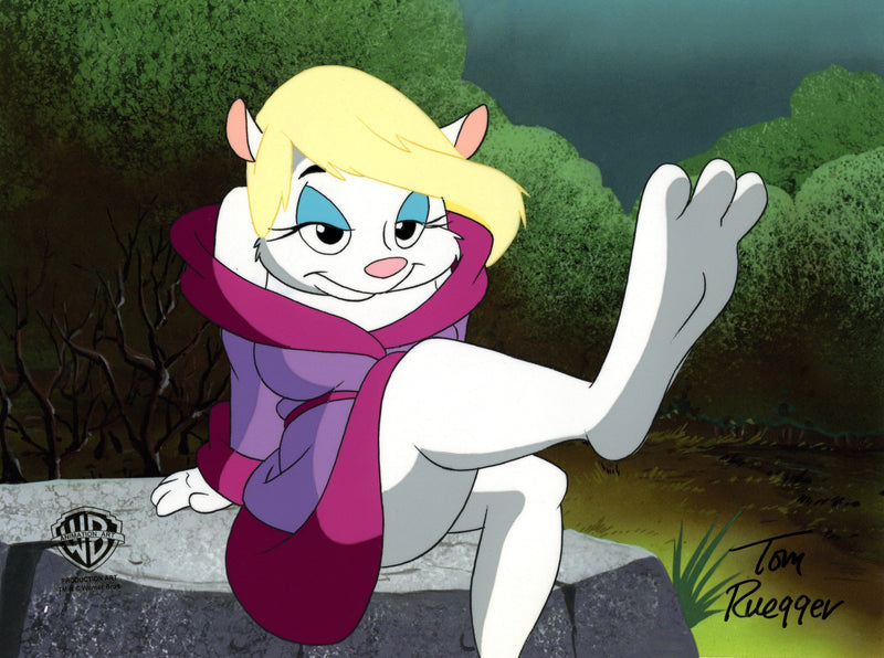 Animaniacs Original Production Cel with Matching Drawing Signed by Tom Ruegger: Minerva Mink