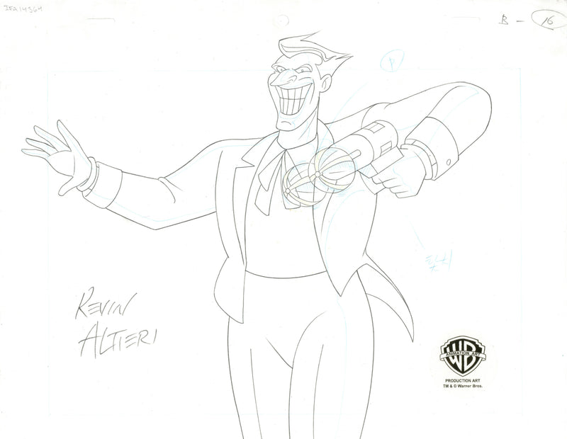 Batman: Mask of the Phantasm Original Production Drawing Signed by Kevin Altieri: Joker
