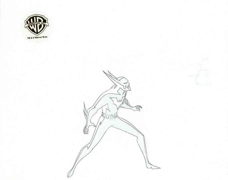 Batman Beyond Original Production Cel on Original Background with Matching Drawings: Batman, Killer Croc