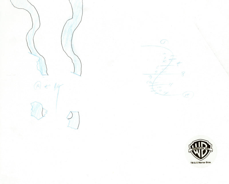 Batman Beyond Original Production Cel on Original Background with Matching Drawings: Batman, Killer Croc