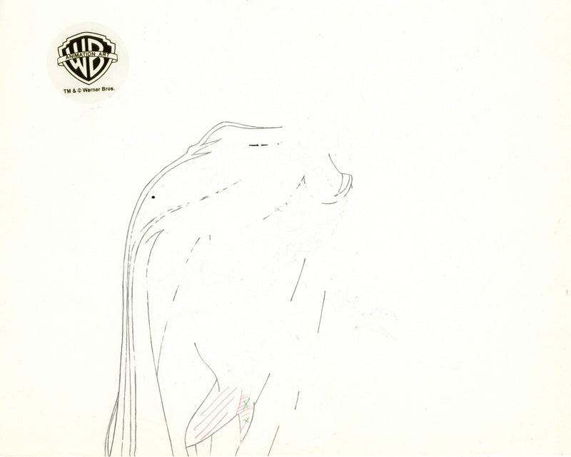 Batman The Animated Series Original Production Cel on Original Background with Matching Drawing: Batman