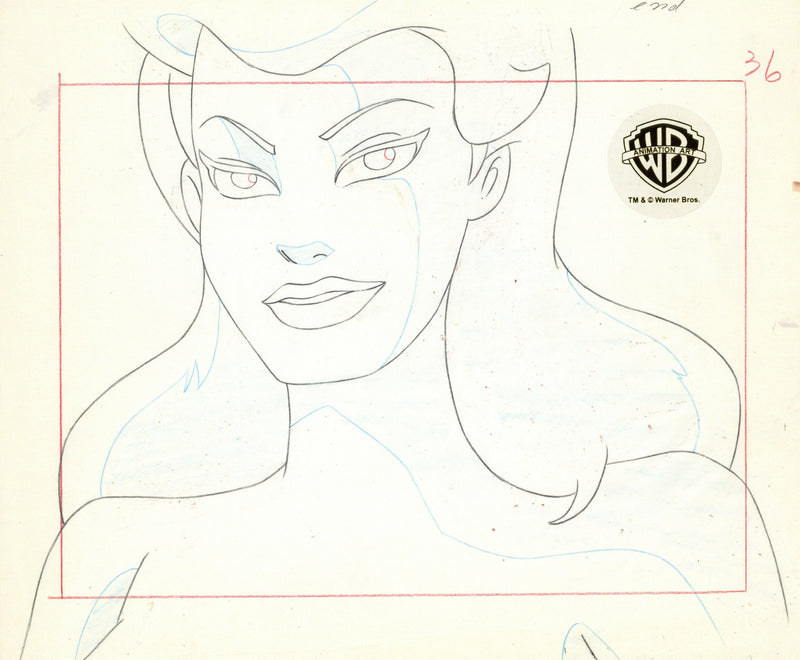 Batman The Animated Series Original Production Cel with Matching Drawing: Poison Ivy