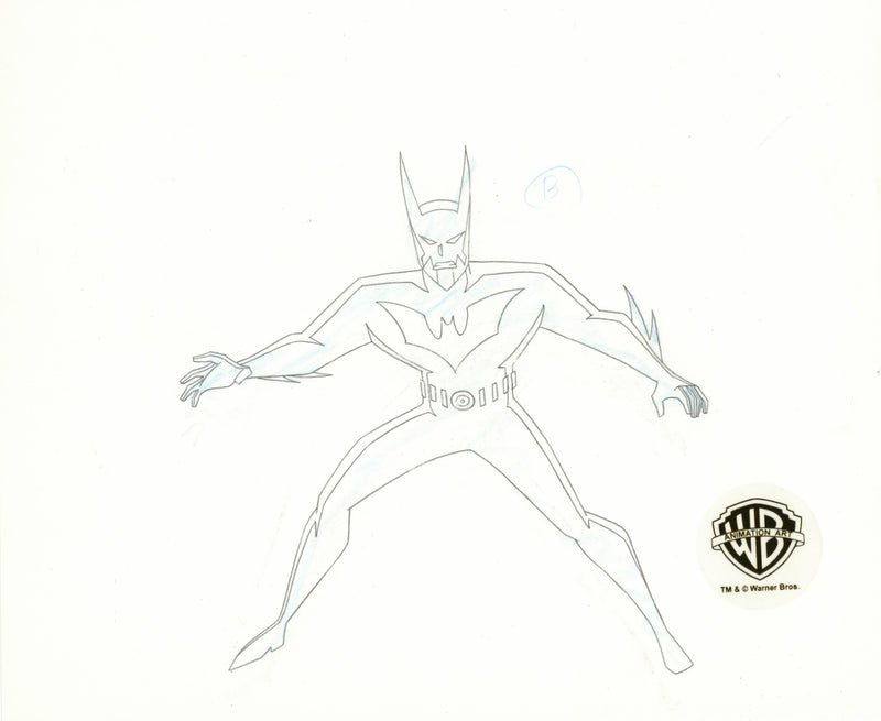 Batman Beyond Original Production Cel with Matching Drawing Signed by Dan Riba: Batman