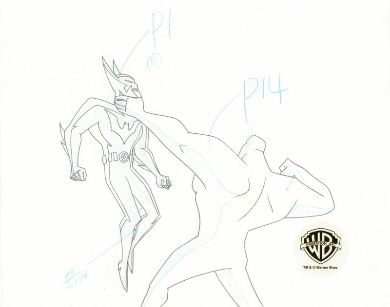 Batman Beyond Original Production Cel with Matching Drawing Signed by Dan Riba: Batman, Ace