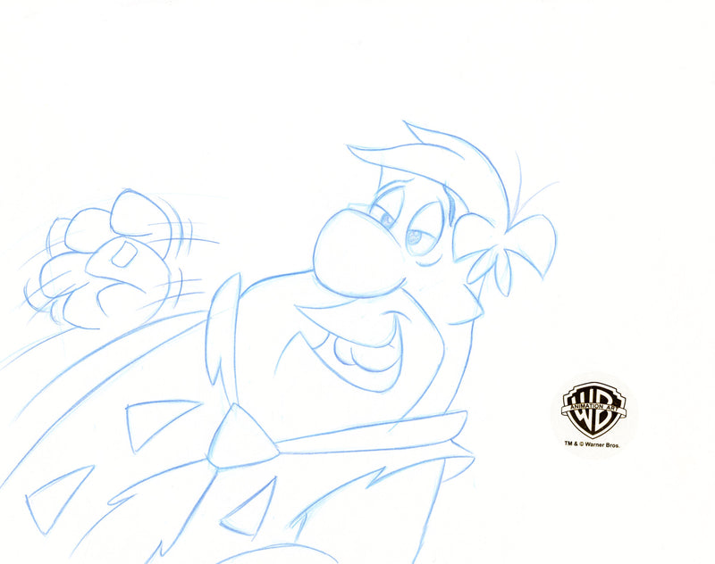The Flintstones Original Production Cel With Matching Drawing Signed Bob Singer: Fred Flintstone