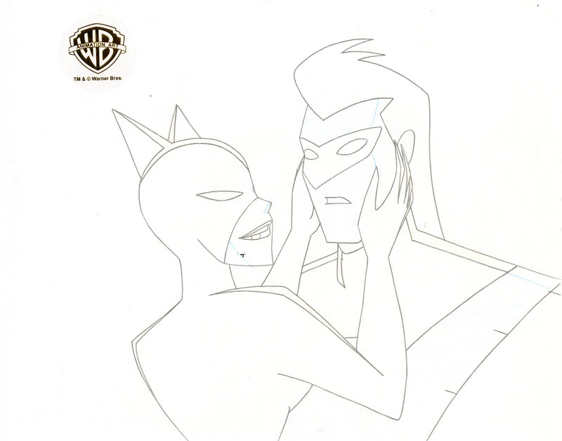 The New Batman Adventures Original Production Cel with Matching Drawing: Catwoman, Nightwing