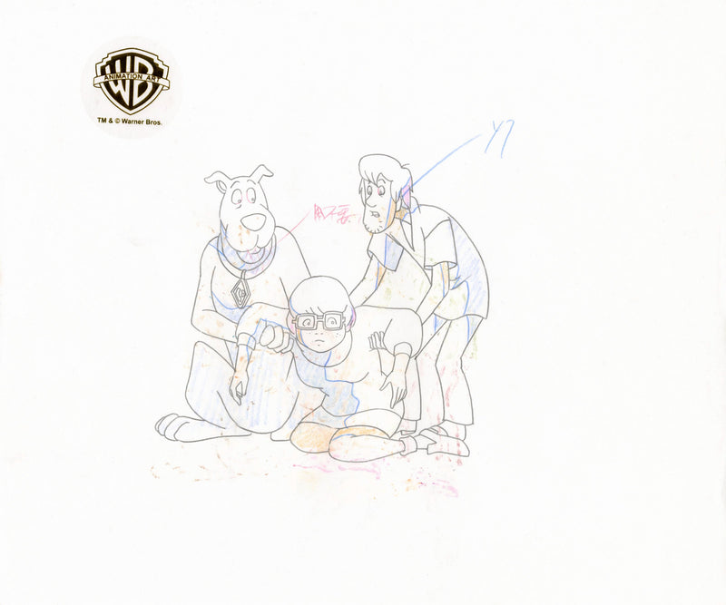 Scooby-Doo and the Witch's Ghost Original Production Cel and Matching Drawing: Scooby-Doo, Shaggy, Velma