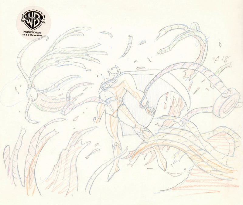 Superman The Animated Series Original Production Drawing: Superman