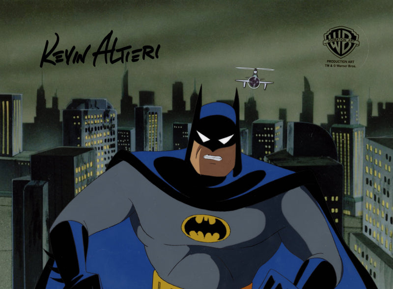 Batman: Mask of the Phantasm Original Production Cel with Matching Drawing Double Signed by Kevin Altieri: Batman