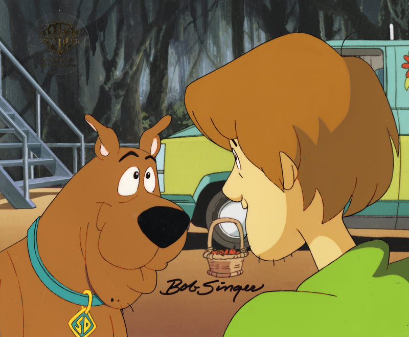 Scooby-Doo on Zombie Island Original Production Cel with Matching Drawings Signed by Bob Singer: Scooby-Doo, Shaggy