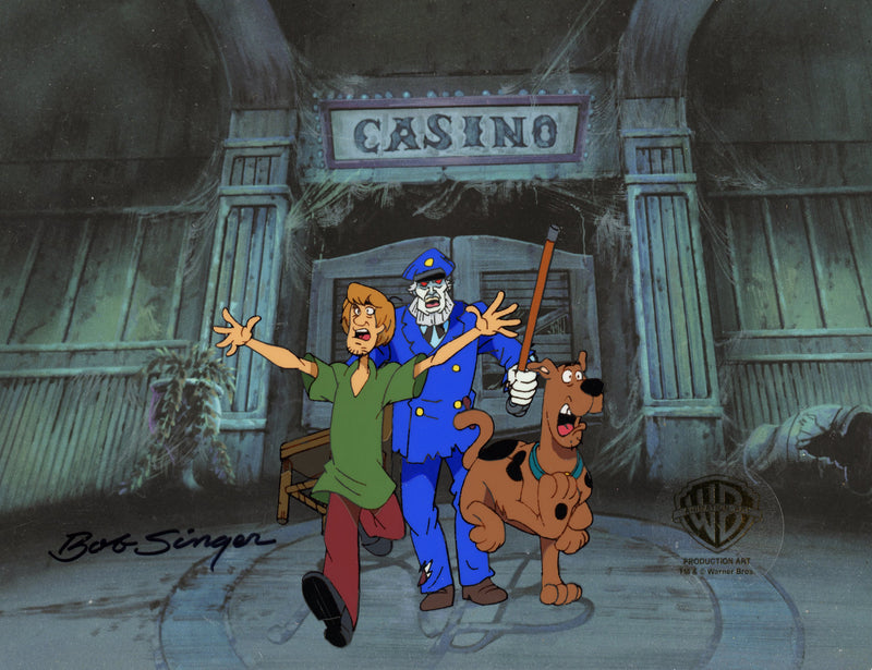 Scooby-Doo on Zombie Island Original Production Cel with Matching Drawings Signed by Bob Singer: Scooby, Shaggy, Zombie Boat Captain