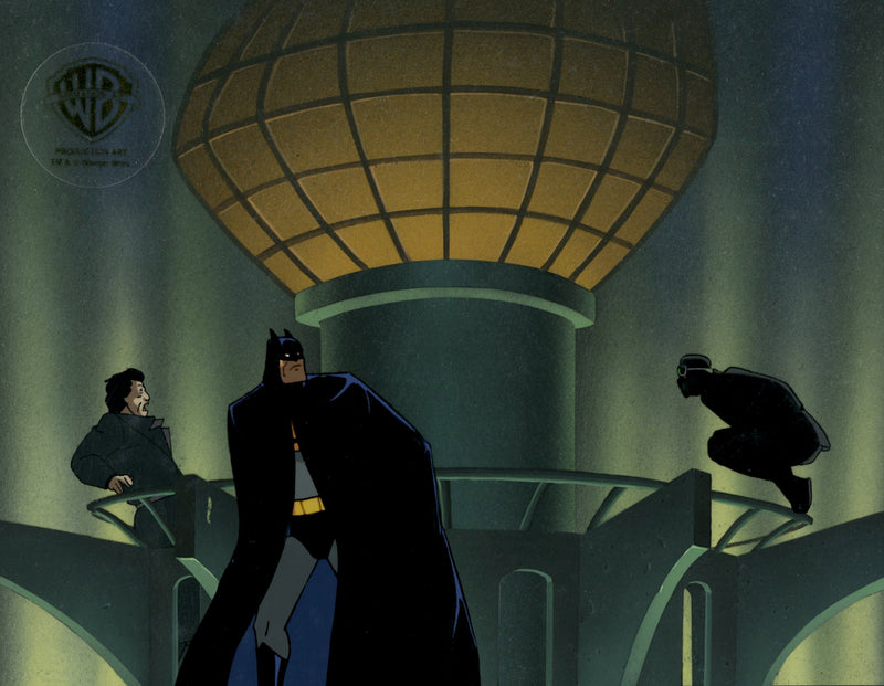 Batman The Animated Series Original Production Cel On Original Background: Batman, Twitch, and Shadow Agent