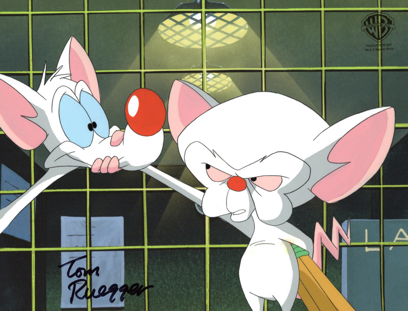 Pinky And The Brain Original Production Cel Signed by Tom Ruegger: Pinky and Brain