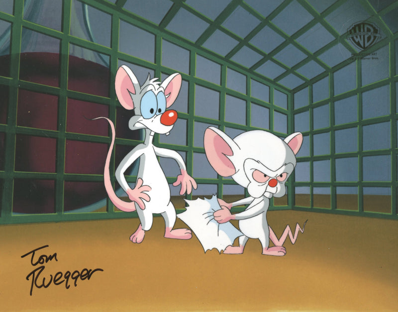 Pinky And The Brain Original Production Cel Signed by Tom Ruegger: Pinky and Brain