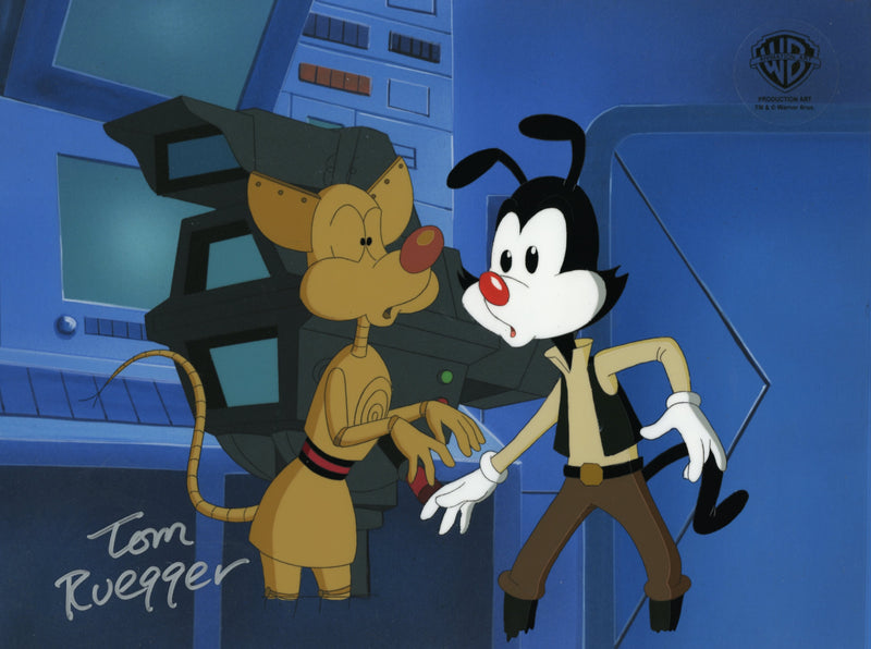 Star Warners Original Production Cel and Matching Drawing Signed by Tom Ruegger: Yakk Soho, 3-PINK-EO