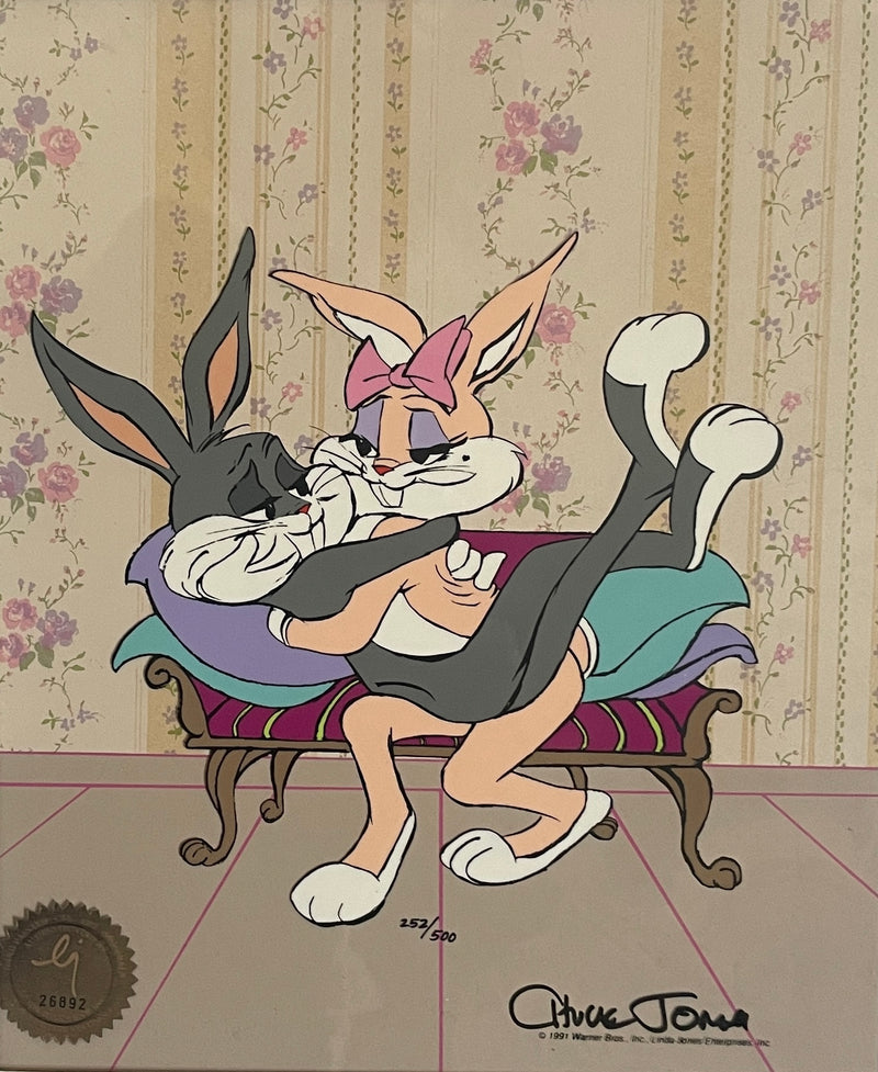 Looney Tunes Limited Edition Cel Signed by Chuck Jones: Bugs Bunny and Honey Bunny Valentine