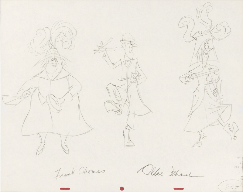 Mary Poppins Pearly Band Original Production Drawing signed by Frank Thomas and Ollie Johnston